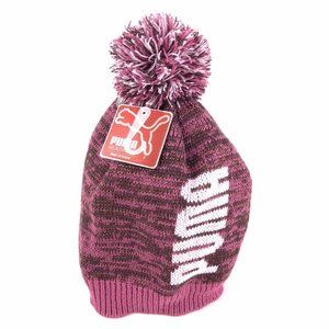 Puma Spellout Evercat Shimmer Pom Beanie Pink & Purple Women's Winter Hat NWT